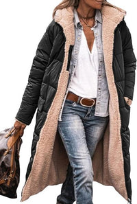 Leyveria | Fleece & Lässiger Kapuzenmantel – Blau – Schwarz