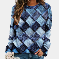 Bunter Strickpullover für Damen | Lässig – Blau