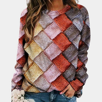 Bunter Strickpullover für Damen | Lässig – Rosa