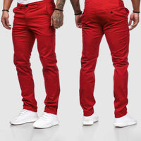 Chinohose für Herren - Luftige Stretch Hose für den Sommer – Rot