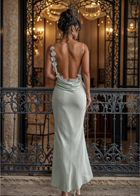 Delilah | Floral Back Maxikleid – Hellgrün