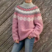Daria | Hochwertiger Wollpullover mit nordischem Muster – Rosa