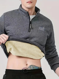 Liavex | Lässiges Fleece-gefüttertes Herren Sweatshirt mit Stehkragen – Dunkelgrau