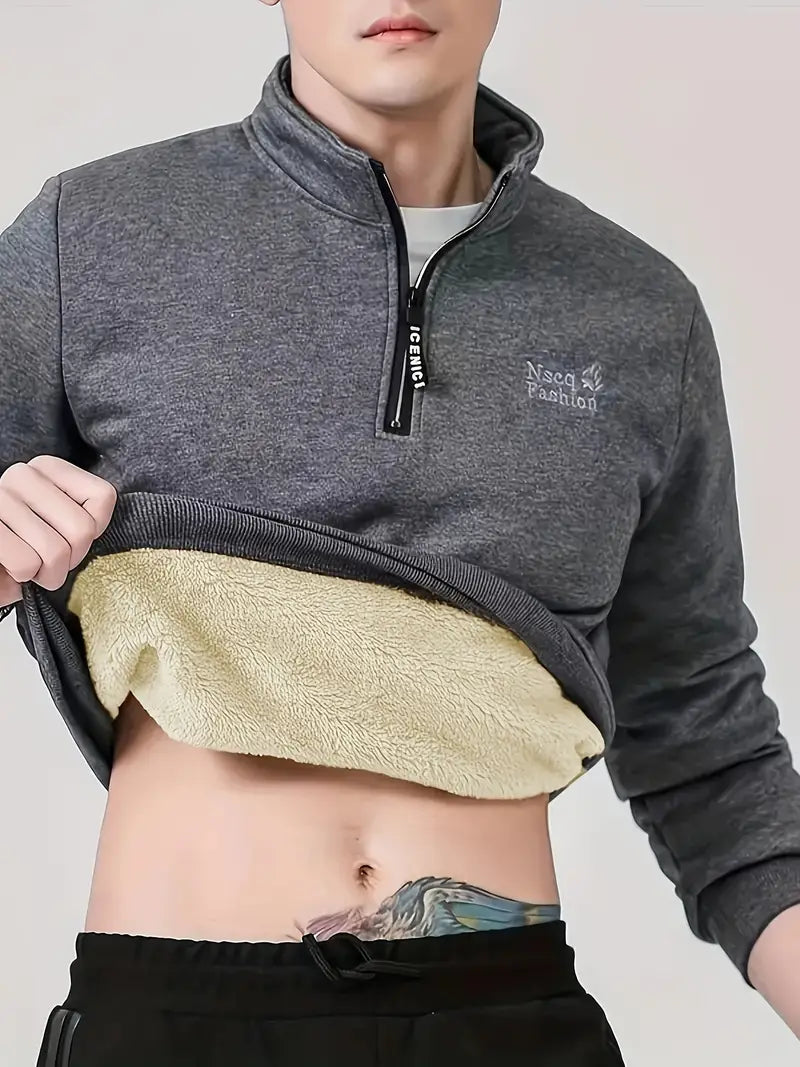 Liavex | Lässiges Fleece-gefüttertes Herren Sweatshirt mit Stehkragen