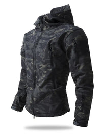 Shilanya | Herren Kapuzen-Windjacke mit Reißverschluss - lässige taktische Jacke – Dunkle Nacht