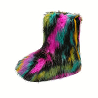 Reigessae | Kuschelige & stilvolle Damen-Kunstfell-Stiefel - Slip-On – Dunkel Ombre