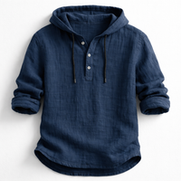Alton - Atmungsaktiver Leinen-Hoodie – Dunkelblau