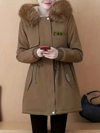 Irevisa | Eleganter mittellanger Damen-Parka mit Kunstfellkragen – Dunkelbraun