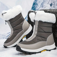 Klezenith | Plateau-Schneestiefel für Frauen, Fashion Front Zipper Plüsch gefütterte Stiefel – Dunkelgrau