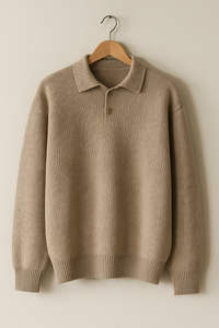 Declan Strickpullover mit Polokragen – Beige
