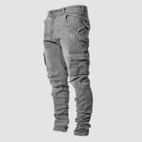Herren Cargo Jeans - Slim Fit Sommer Cargo Jeans Hosen – Grau