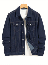 Shiyara | Solide Herren Jeansjacke für Frühling Herbst, stilvolle Freizeitkleidung – Denim Blau
