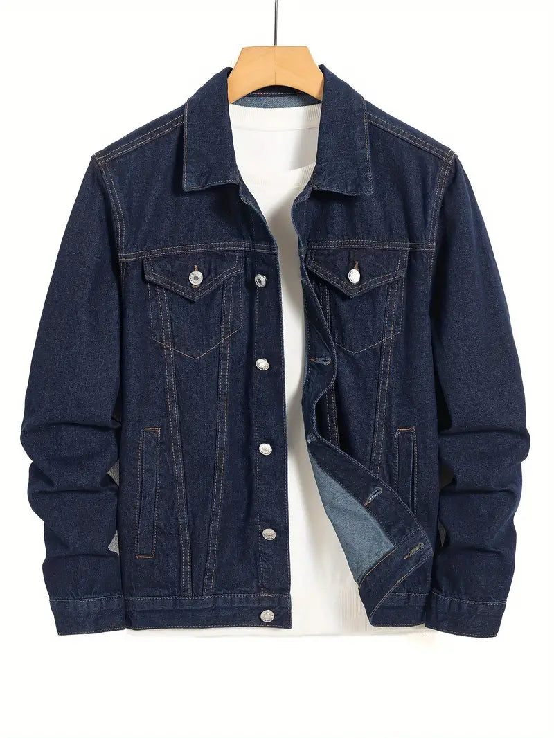 Shiyara | Solide Herren Jeansjacke für Frühling Herbst, stilvolle Freizeitkleidung