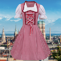 Damen Stilvolle Rot Oktoberfest Dirndl Kleid – Rot