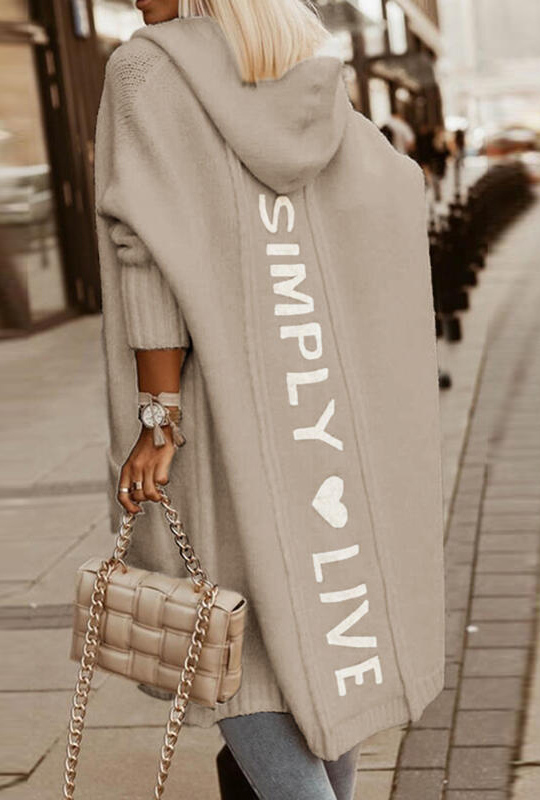 Eyara | Kapuzen-Sweatjacke mit "Simply Live" Print
