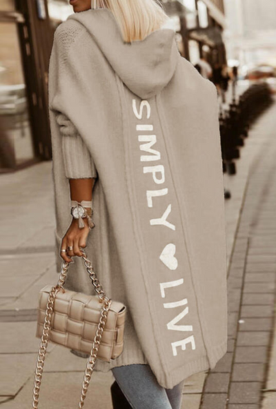 Eyara | Kapuzen-Sweatjacke mit "Simply Live" Print