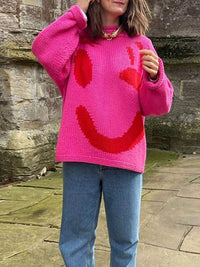 SMILE Stilvolle Winter Strickpullover – Rosa