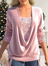 Diana | SparkleFlow Paillettenbluse in Übergröße – Rosa