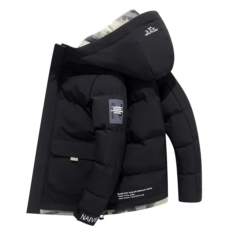 Renji | Herrenjacke mit fester Kapuze, dick und warm