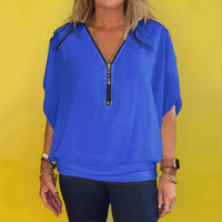 FREDERIKA - CHIFFONTOP MIT REIẞVERSCHLUSS – Blau