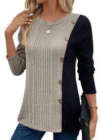 Donna | Gerippte Bluse – Khaki