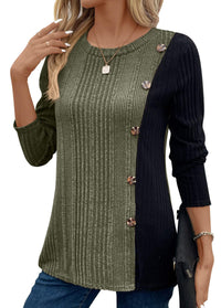 Donna | Gerippte Bluse – Grün