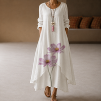 Flor - Stilvolles und leichtes Kleid – Weiß / Flieder