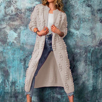 Laura | Lange Strickjacke Trenchstil – Beige
