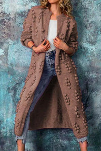 Laura | Lange Strickjacke Trenchstil – Braun