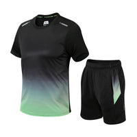 Dynamisches Sport-T-Shirt- und Shorts-Set – atmungsaktiv und bequem für aktive Tage – Grün