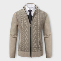 Liam - Elegante & Kaschmirgefütterte Herrenstrickjacke – Beige