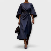 Elegantes Damen Abendkleid Langarm – Marine