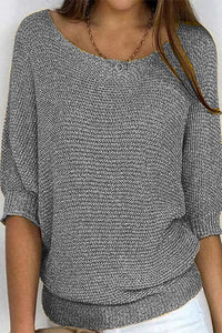 Damen Strickpullover Oversize mit Fledermausärmeln | Casual Herbst Winter – Grau