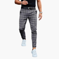 Karierte Business Herren Chinohose – Dunkelgrau