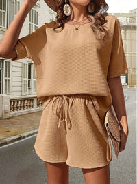 Damen Zweiteiler Loungewear Kombi-Set Elegant – Erdbraun