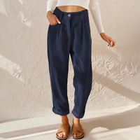 Gwendolyn | Cord Elastischer Bund Hose – Blau