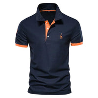Brent - Herren-Casual-Poloshirt – Dunkelblau-orange