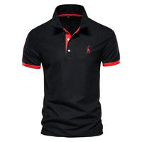 Brent - Herren-Casual-Poloshirt – Schwarz-Rot
