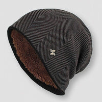 Herren Woll-Beanie Winterstrick Klassisch – Camel