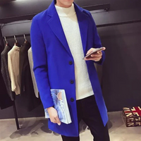 Herren Woll-Mantel Elegante Business Jacke - Büro und Freizeit – Blau