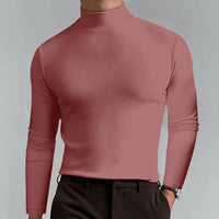 Herren Slim-Fit Rollkragenpullover mit langen Ärmeln – Rostrot