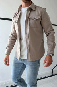 Moderne Herren Knopfleisten-Jacke – Khaki