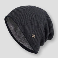 Herren Woll-Beanie Winterstrick Klassisch – Dunkelgrau