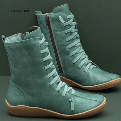 Norenee | Hochwertige, wasserdichte Damen-Winterstiefel aus Leder mit Schnürung und seitlichem Reißverschluss