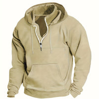 Lässiges Herren Kapuzenshirt mit Reißverschluss | Baumwolle | Sportlich – Beige