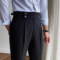 Herren Elegante Slim Fit Hose Business – Schwarz