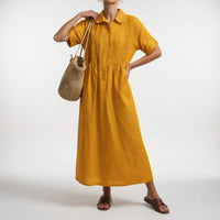 Jorisa - kurzärmeliges Midikleid – Erdfarben