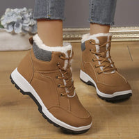 Dreiarae | Winter-Wanderstiefel - Wasserdichte, rutschfeste, dick plüschgefütterte Mid-Calf Schneestiefel – Erde Gelb