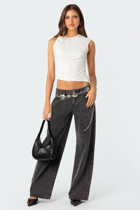 Paula | Moderne Damen-Low-Jeans im Retrostil – Schwarz