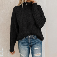 Elegantes Damen Rollkragen-Sweatshirt – warmer, zeitloser Pullover für jeden Anlass – Schwarz